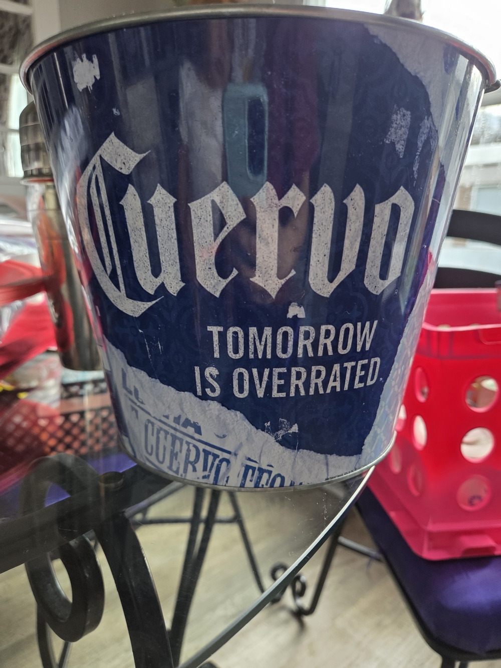 Cuervo Branded Blue Metal Beer Bucket